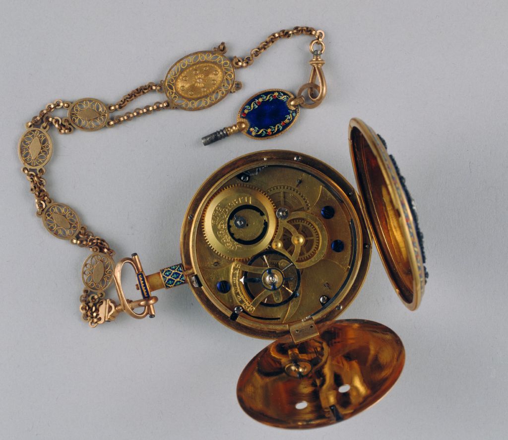 图片[3]-Copper plated enamel pocket watch with diamond inlay-China Archive